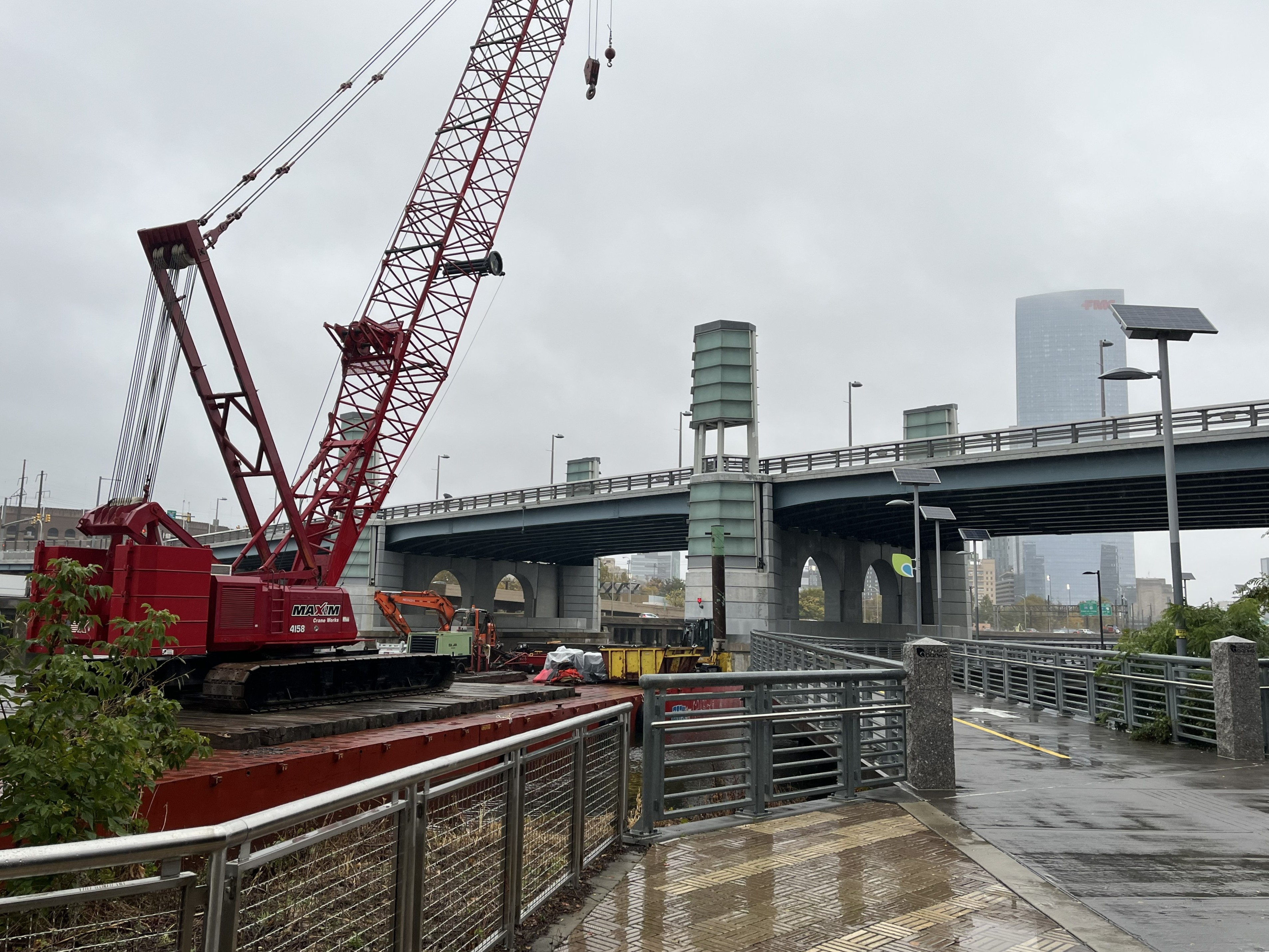 Barge next to Schuylkill Banks Boardwalk