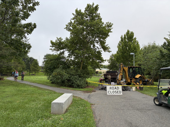Grays Ferry Crescent trail sinkhole construction