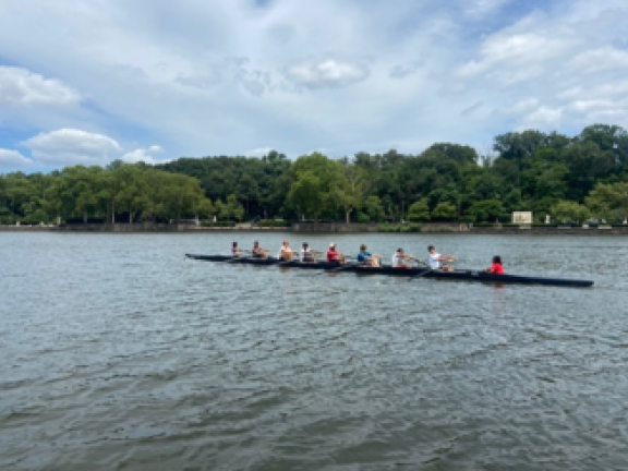 Campers rowing on the Schuylkill River