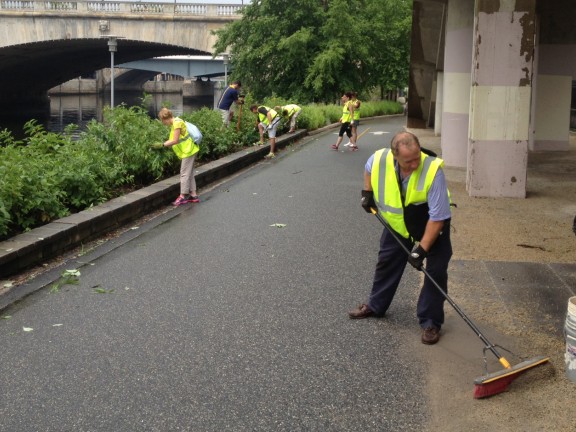 Westrum Development Company volunteering on the trail