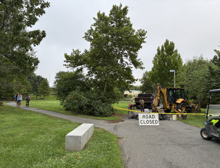 Grays Ferry Crescent trail sinkhole construction