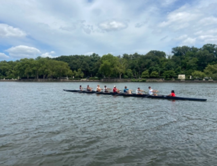 Campers rowing on the Schuylkill River